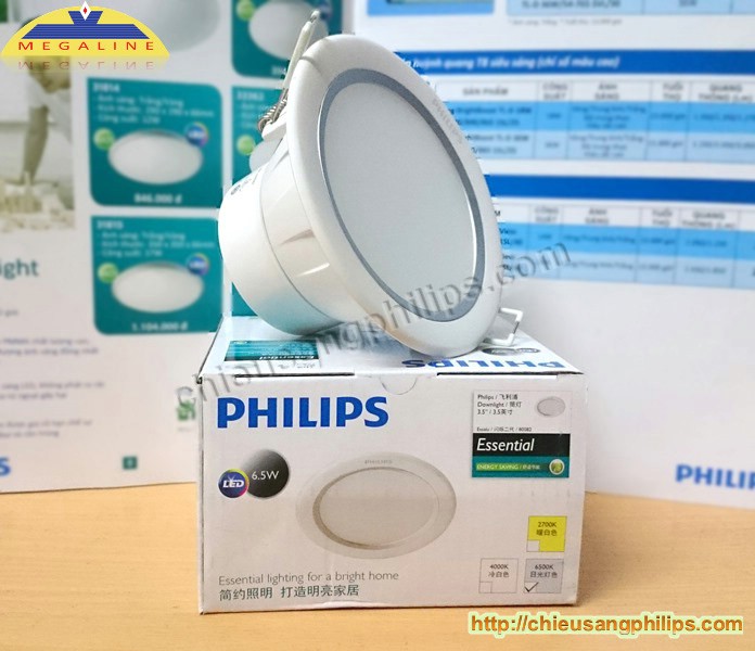 Đèn led âm trần 6,5W 80082 Philips Essential 6500K