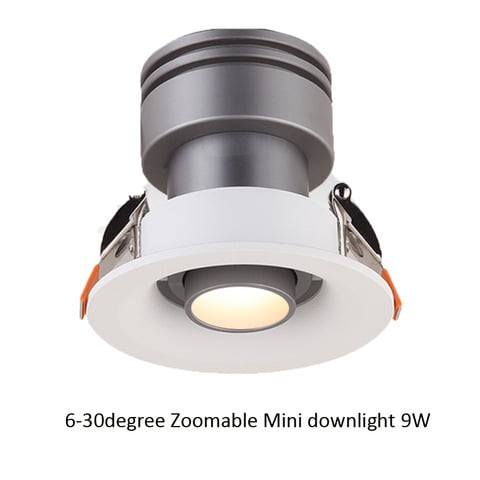 museum lighting zoomable mini led downlight cut size 70mm 3inch 9w adjustable beam angle downlight